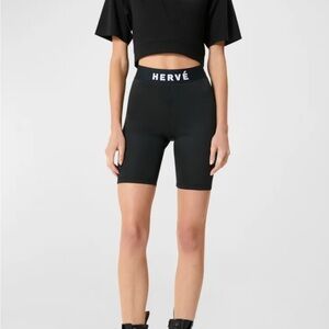 Herve Leger Black Logo Biker Shorts